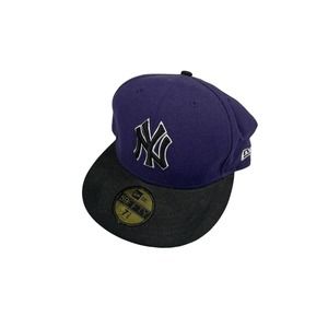 new era 59fifty purple and black yankees fitted hat size 7 3/8